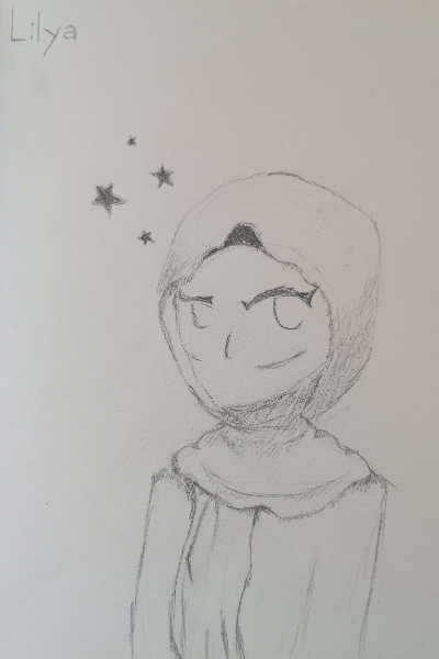 drawing of a white girl in a hijab
